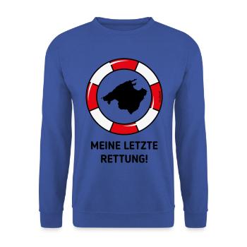 Meine Letzte Rettung! (Mallorca / Urlaub / POS 3C) - Unisex Pullover - Royalblau - Vorne - Alina (178cm) & Michal (187cm)