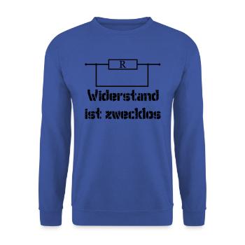 Widerstand ist zwecklos - Unisex Pullover - Royalblau - Vorne - Alina (178cm) & Michal (187cm)