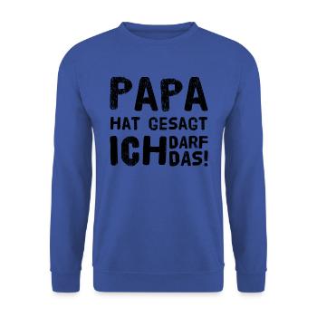 Lustiger Spruch - Unisex Pullover - Royalblau - Vorne - Alina (178cm) & Michal (187cm)