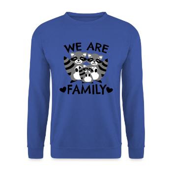 Raccoon family We are family - Idée cadeau Racoon - Sweat-shirt Unisexe - bleu royal - Devant - Alina (178cm) & Michal (187cm)