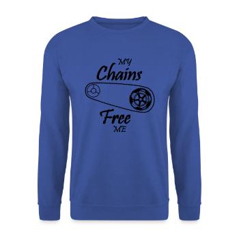 Radfahren macht mich frei - Unisex Pullover - Royalblau - Vorne - Alina (178cm) & Michal (187cm)