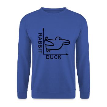 Rabbit Duck Hase Ende Graph - Unisex Pullover - Royalblau - Vorne - Alina (178cm) & Michal (187cm)