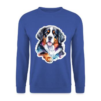 Berner Sennenhund Wasserfarben - Unisex Pullover - Royalblau - Vorne - Alina (178cm) & Michal (187cm)