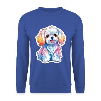 Malteser Wasserfarben - Unisex Pullover - Royalblau - Vorne - Alina (178cm) & Michal (187cm)