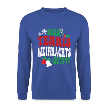Tennis Weihnachten Outfit Tennisspieler XMAS - Unisex Pullover - Royalblau - Vorne - Alina (178cm) & Michal (187cm)