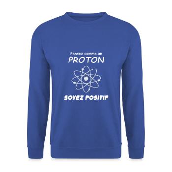t-shirt proton positif humour - Sweat-shirt Unisexe - bleu royal - Devant - Alina (178cm) & Michal (187cm)