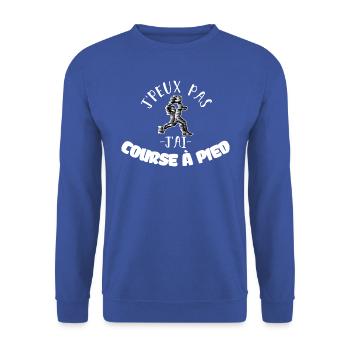 J'peux pas j'ai course à pied. Humour sport - Sweat-shirt Unisexe - bleu royal - Devant - Alina (178cm) & Michal (187cm)
