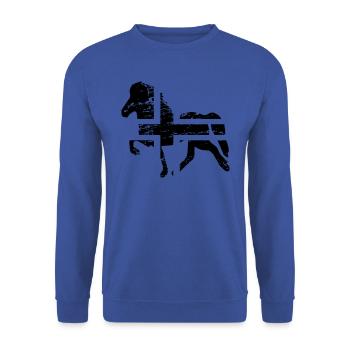Icelandic Horse: Islandpferd Pferd Pony Merch - Unisex Pullover - Royalblau - Vorne - Alina (178cm) & Michal (187cm)