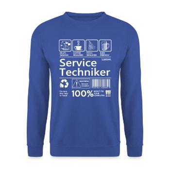 Servicetechniker Skills, weiße Schrift - Unisex Pullover - Royalblau - Vorne - Alina (178cm) & Michal (187cm)