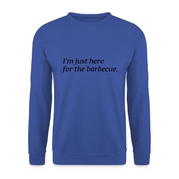 I'm just here for the barbecue - Sweat-shirt Unisexe - bleu royal - Devant - Alina (178cm) & Michal (187cm)