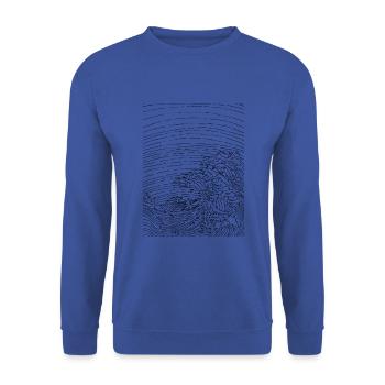 Das kleine Papierboot auf dem Meer (schwarz) - Unisex Pullover - Royalblau - Vorne - Alina (178cm) & Michal (187cm)