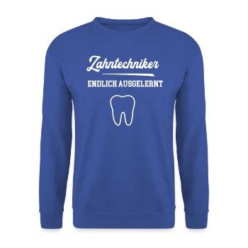 Zahntechniker Ausbildung Bestanden Lehre Beendet - Unisex Pullover - Royalblau - Vorne - Alina (178cm) & Michal (187cm)