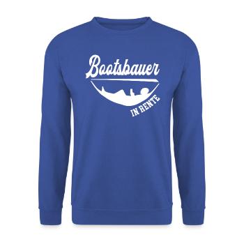 Bootsbauer Rente Rentner Bootsbau Ruhestand - Unisex Pullover - Royalblau - Vorne - Alina (178cm) & Michal (187cm)