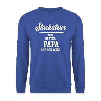 Stuckateur Bester Papa Vatertag Geburtstag - Unisex Pullover - Royalblau - Vorne - Alina (178cm) & Michal (187cm)