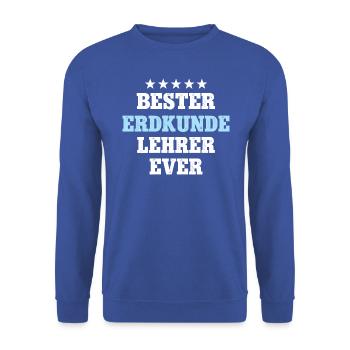 Bester Erdkunde Lehrer Geologe Geographie Dozent - Unisex Pullover - Royalblau - Vorne - Alina (178cm) & Michal (187cm)