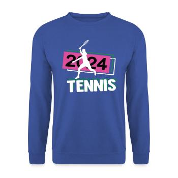 Tennis 2024 Tennisspiel Turnier Tennisspielerin - Unisex Pullover - Royalblau - Vorne - Alina (178cm) & Michal (187cm)