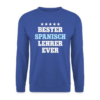 Spanisch Lehrer Geburtstag Maestro de Espanol - Unisex Pullover - Royalblau - Vorne - Alina (178cm) & Michal (187cm)