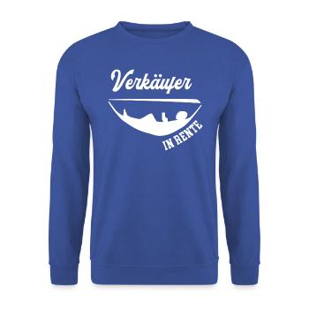 Verkäufer Rente Rentner Einzelhandel Ruhestand - Unisex Pullover - Royalblau - Vorne - Alina (178cm) & Michal (187cm)