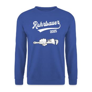 Rohrbauer 2025 Ausbildung Beruf Rohrbau Azubi - Unisex Pullover - Royalblau - Vorne - Alina (178cm) & Michal (187cm)