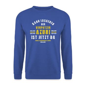 Verputzer Azubi Ausbildung Lehre Verputzerlehre - Unisex Pullover - Royalblau - Vorne - Alina (178cm) & Michal (187cm)