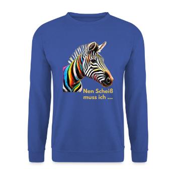 Bunt wie ein Zebra – 'Nen Scheiß muss ich!' - Unisex Pullover - Royalblau - Vorne - Alina (178cm) & Michal (187cm)