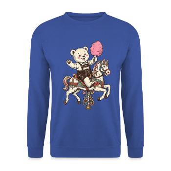 Bayern Teddy Zuckerwatte Karussell - Unisex Pullover - Royalblau - Vorne - Alina (178cm) & Michal (187cm)