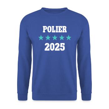 Polier 2025 Ausbildung Prüfung Meister Bauleiter - Unisex Pullover - Royalblau - Vorne - Alina (178cm) & Michal (187cm)