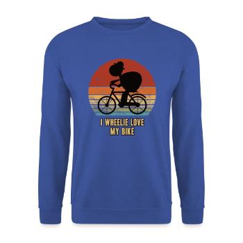 Radfahrer Biker Langsame Schildkröte auf Fahrrad - Unisex Pullover - Royalblau - Vorne - Alina (178cm) & Michal (187cm)
