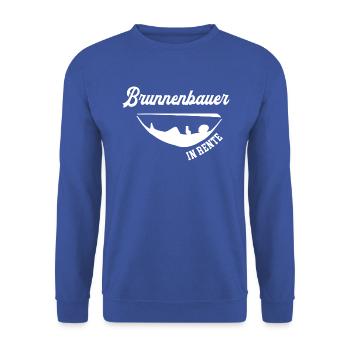 Brunnenbauer Rente Rentner Brunnenbau Ruhestand - Unisex Pullover - Royalblau - Vorne - Alina (178cm) & Michal (187cm)