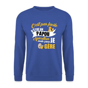 Papou apiculteur grand père abeille à miel t-shirt - Sweat-shirt Unisexe - bleu royal - Devant - Alina (178cm) & Michal (187cm)