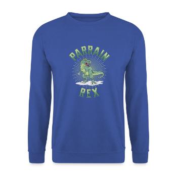 Parrain rex baptême humour homme t-shirt - Sweat-shirt Unisexe - bleu royal - Devant - Alina (178cm) & Michal (187cm)
