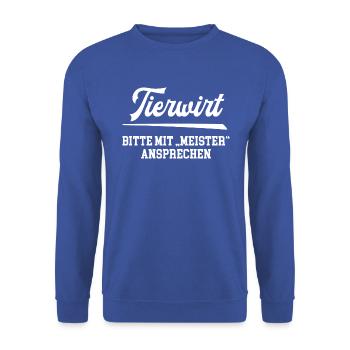 Tierwirt Meister Tierwirtmeister Tierzucht Chef - Unisex Pullover - Royalblau - Vorne - Alina (178cm) & Michal (187cm)