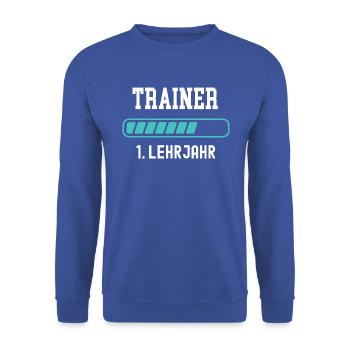 Trainer Ausbildung 1 Lehrjahr Trainerlizenz - Unisex Pullover - Royalblau - Vorne - Alina (178cm) & Michal (187cm)