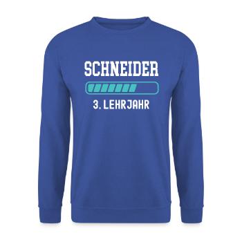 Schneider Ausbildung 3 Lehrjahr 3. Ausbildungsjahr - Unisex Pullover - Royalblau - Vorne - Alina (178cm) & Michal (187cm)