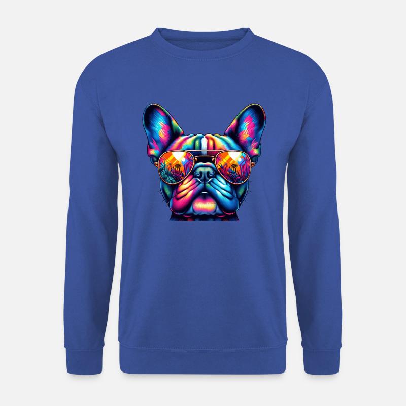 Farbenfrohe Frenchie-Kunst - Unisex Pullover - Royalblau