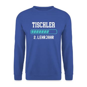 Tischler Ausbildung 2 Lehrjahr 2. Ausbildungsjahr - Unisex Pullover - Royalblau - Vorne - Alina (178cm) & Michal (187cm)