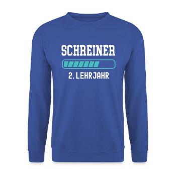 Schreiner Ausbildung 2 Lehrjahr 2. Ausbildungsjahr - Unisex Pullover - Royalblau - Vorne - Alina (178cm) & Michal (187cm)