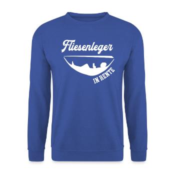 Fliesenleger Rente Rentner Bodenleger Ruhestand - Unisex Pullover - Royalblau - Vorne - Alina (178cm) & Michal (187cm)