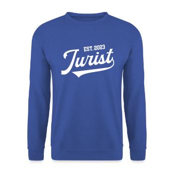 Endlich Jurist Staatsexamen bestanden Jura 2023 - Unisex Pullover - Royalblau - Vorne - Alina (178cm) & Michal (187cm)