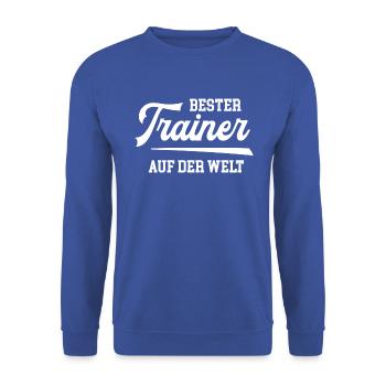 Bester Trainer Training Teamtrainer Trainieren - Unisex Pullover - Royalblau - Vorne - Alina (178cm) & Michal (187cm)