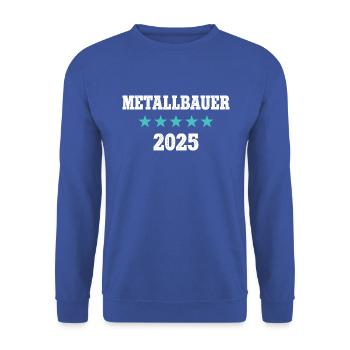 Metallbauer 2025 Ausbildung Prüfung Meister Azubi - Unisex Pullover - Royalblau - Vorne - Alina (178cm) & Michal (187cm)