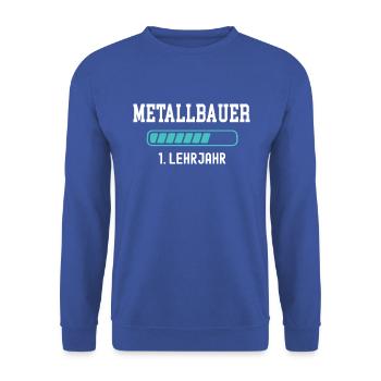 Metallbauer Ausbildung 1 Lehrjahr Ausbildungsjahr - Unisex Pullover - Royalblau - Vorne - Alina (178cm) & Michal (187cm)