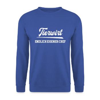 Tierwirt Endlich Eigener Chef Tierzucht Bauer - Unisex Pullover - Royalblau - Vorne - Alina (178cm) & Michal (187cm)
