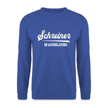 Schreiner in Ausbildung Azubi Schreinerazubi - Unisex Pullover - Royalblau - Vorne - Alina (178cm) & Michal (187cm)