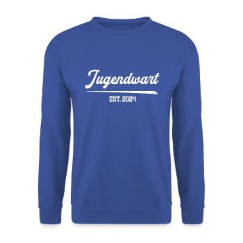 Jugendwart Jugendfeuerwehr FFW Jugend Feuerwehr - Unisex Pullover - Royalblau - Vorne - Alina (178cm) & Michal (187cm)
