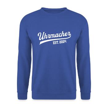 Uhrmacher 2024 Ausbildung Prüfung Juwelier Azubi - Unisex Pullover - Royalblau - Vorne - Alina (178cm) & Michal (187cm)