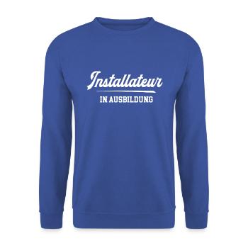 Installateur Ausbildung Installateurazubi Lehre - Unisex Pullover - Royalblau - Vorne - Alina (178cm) & Michal (187cm)