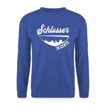 Schlosser Rente Rentner Schlosserei Ruhestand - Unisex Pullover - Royalblau - Vorne - Alina (178cm) & Michal (187cm)