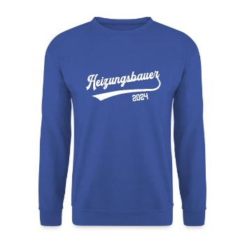 Heizungsbauer 2024 Ausbildung Prüfung Klimatechnik - Unisex Pullover - Royalblau - Vorne - Alina (178cm) & Michal (187cm)
