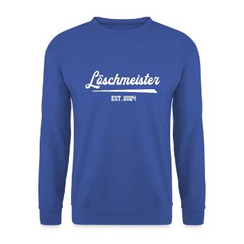 Löschmeister Feuerwehr Dienstgrad Loeschmeister 24 - Unisex Pullover - Royalblau - Vorne - Alina (178cm) & Michal (187cm)